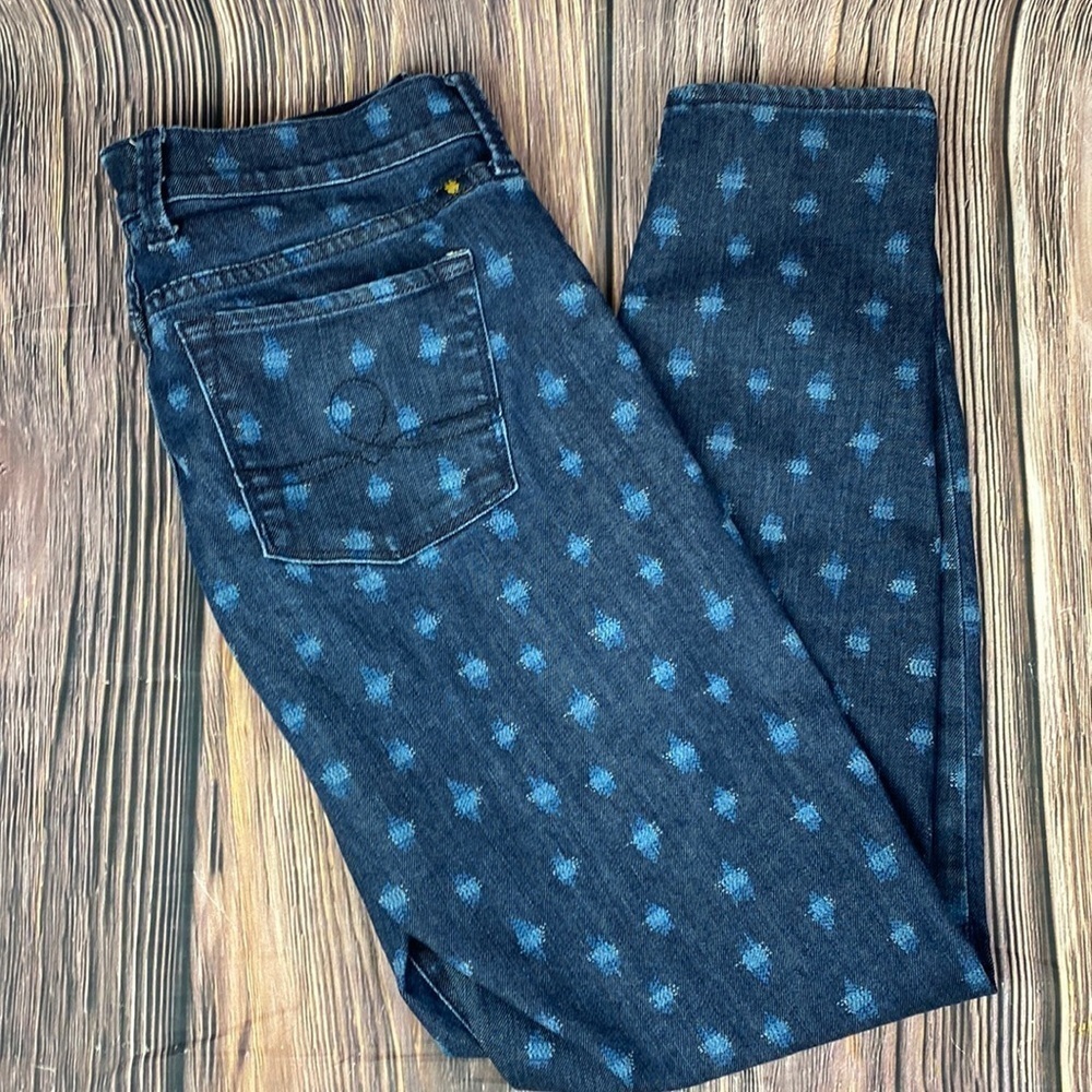 Woman’s Lucky Brand Sofia Skinny Blue Jeans W/ Light Blue Print- Size 8/29
